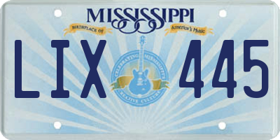 MS license plate LIX445