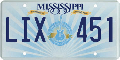 MS license plate LIX451