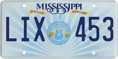 MS license plate LIX453