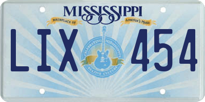 MS license plate LIX454