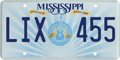 MS license plate LIX455