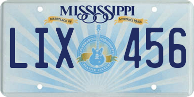 MS license plate LIX456