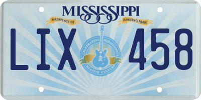 MS license plate LIX458