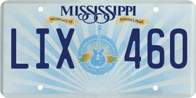 MS license plate LIX460