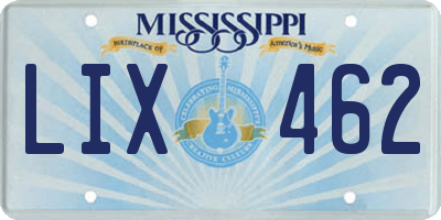 MS license plate LIX462