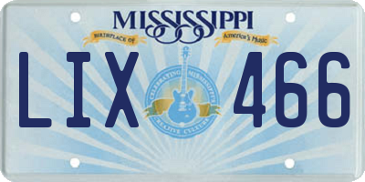 MS license plate LIX466