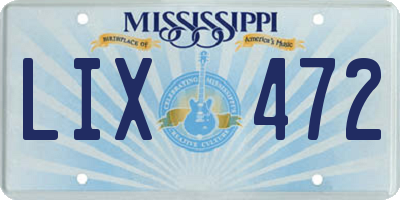 MS license plate LIX472