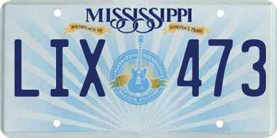 MS license plate LIX473