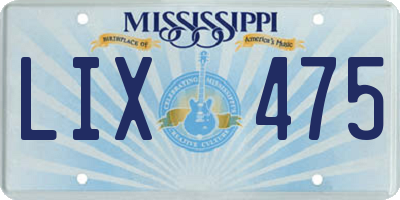 MS license plate LIX475