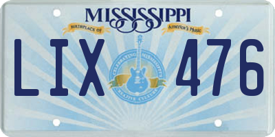 MS license plate LIX476