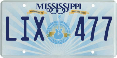 MS license plate LIX477