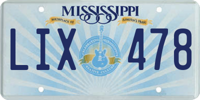MS license plate LIX478