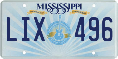 MS license plate LIX496