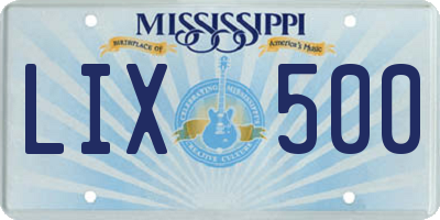 MS license plate LIX500