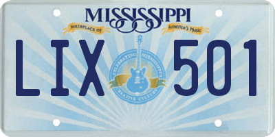 MS license plate LIX501