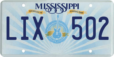 MS license plate LIX502