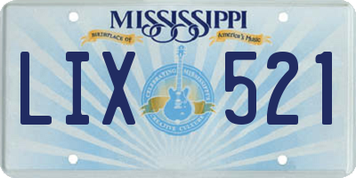 MS license plate LIX521