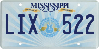 MS license plate LIX522