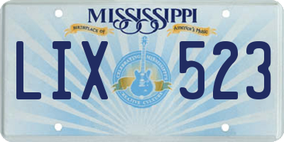 MS license plate LIX523