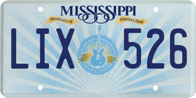 MS license plate LIX526