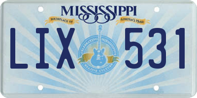 MS license plate LIX531