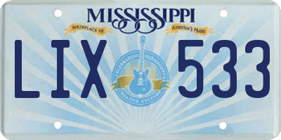 MS license plate LIX533
