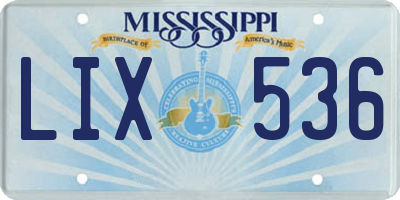 MS license plate LIX536