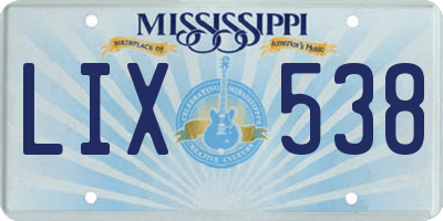 MS license plate LIX538