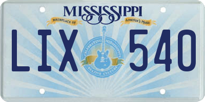 MS license plate LIX540
