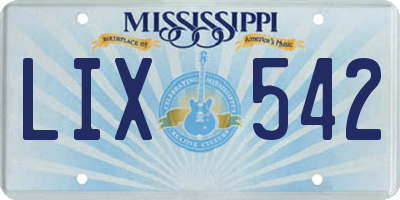 MS license plate LIX542