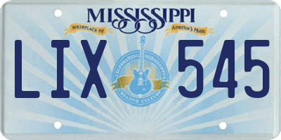 MS license plate LIX545