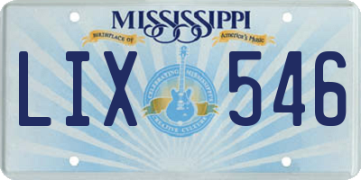 MS license plate LIX546