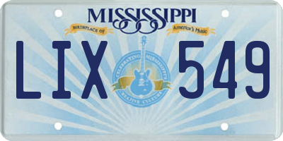 MS license plate LIX549