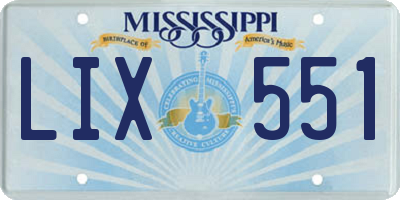 MS license plate LIX551