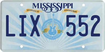 MS license plate LIX552