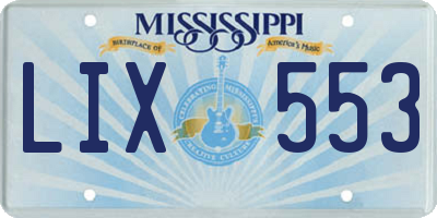 MS license plate LIX553