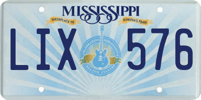 MS license plate LIX576