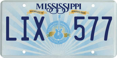MS license plate LIX577
