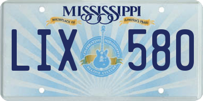 MS license plate LIX580