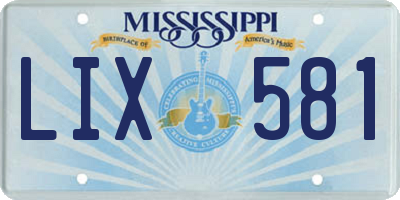 MS license plate LIX581