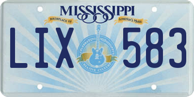 MS license plate LIX583