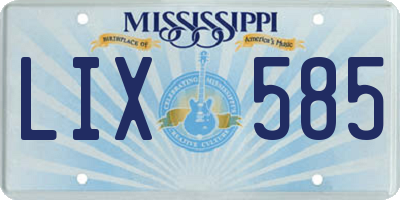 MS license plate LIX585