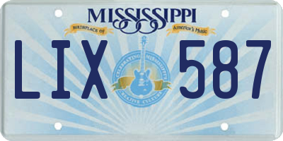 MS license plate LIX587
