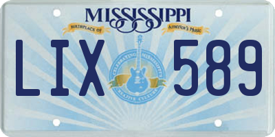 MS license plate LIX589