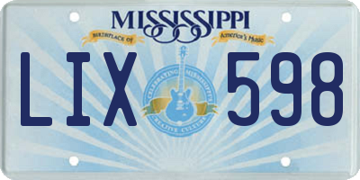 MS license plate LIX598