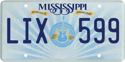 MS license plate LIX599