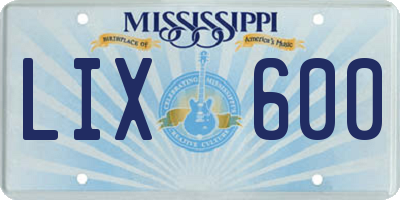 MS license plate LIX600