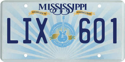 MS license plate LIX601