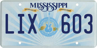 MS license plate LIX603