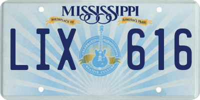 MS license plate LIX616